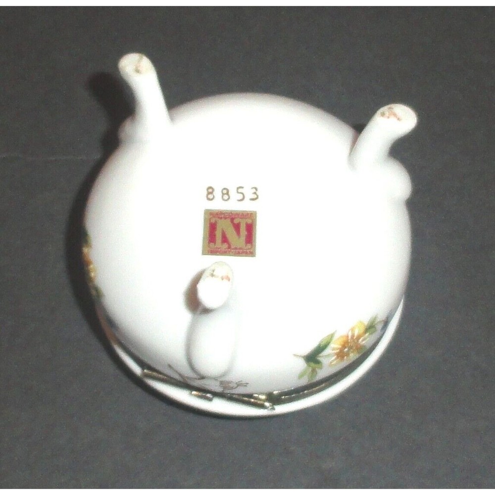 Vintage Napcoware Japan 2" Tall Rose Trinket Footed Jewelry Box with Hinged Lid - Picture 7 of 8